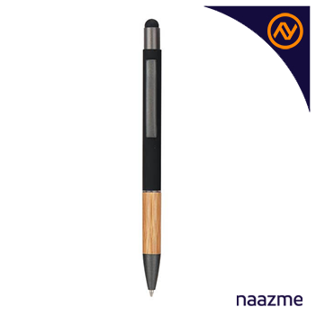 aytos - metal stylus pen with bamboo grip - black